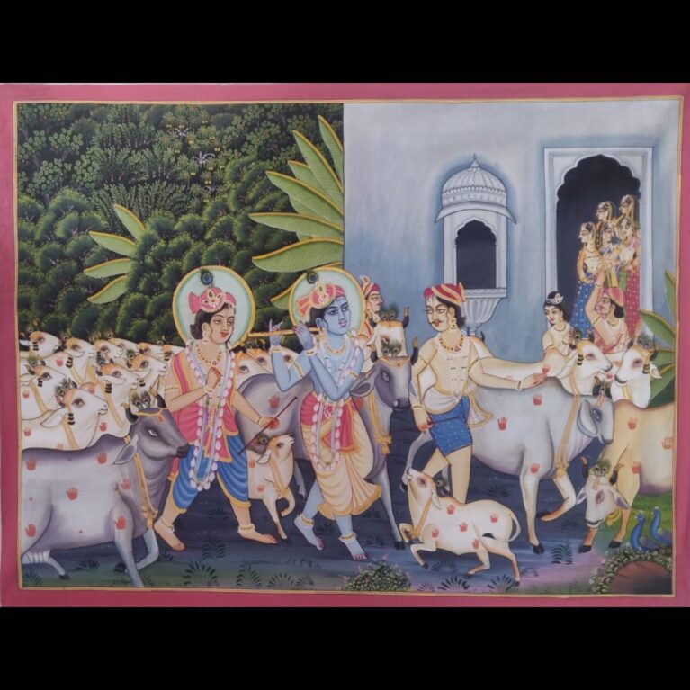KRISHNA LEADING THE VRAJ CATTLE