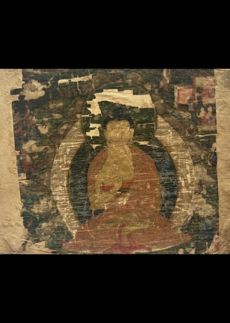 FADED ENLIGHTENMENT – ANTIQUE TIBETAN THANGKA OF BUDDHA