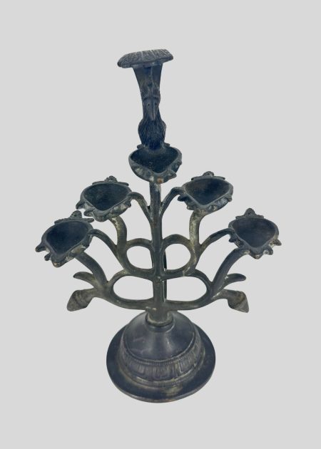 TREE MOTIF BRONZE OIL LAMP