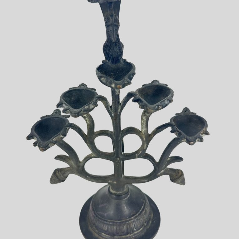TREE MOTIF BRONZE OIL LAMP