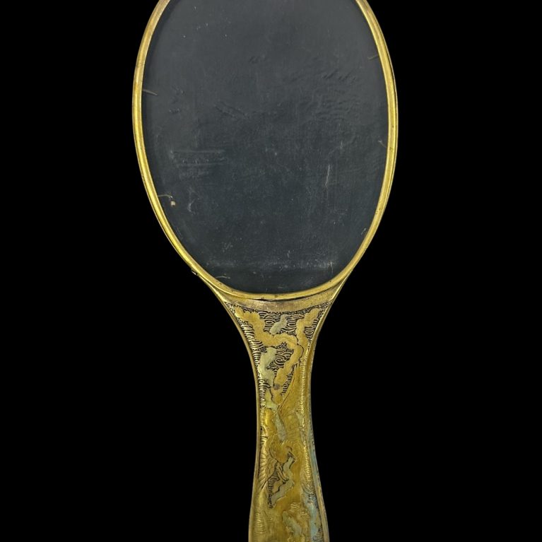 HAND MIRROR FRAME WITH GILDED LACQUER