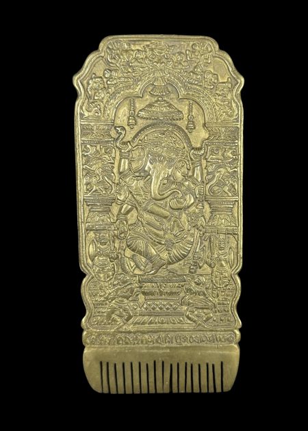 BRONZE COMB WITH GANESHA AND RADHA-KRISHNA MOTIFS