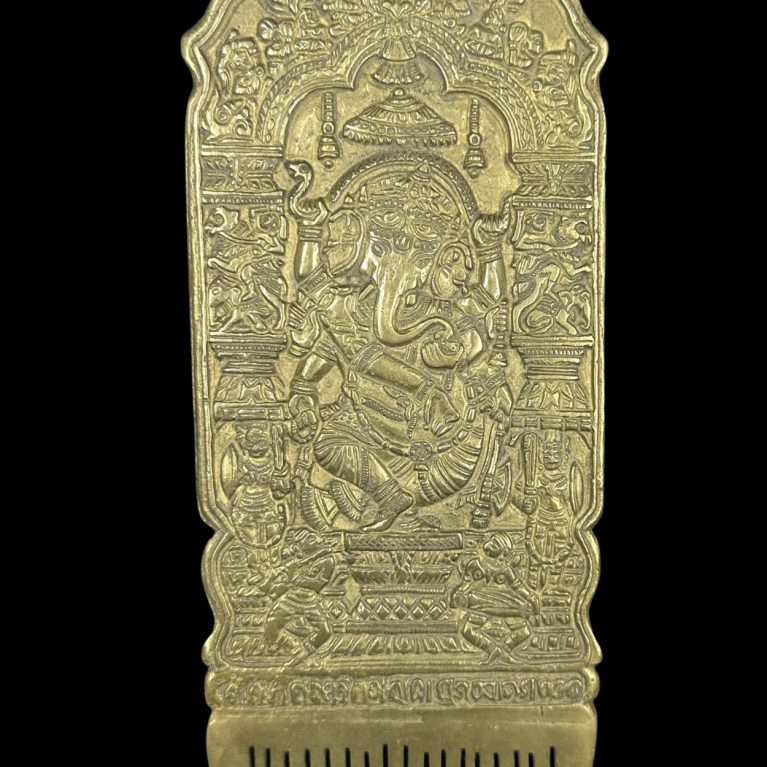BRONZE COMB WITH GANESHA AND RADHA-KRISHNA MOTIFS
