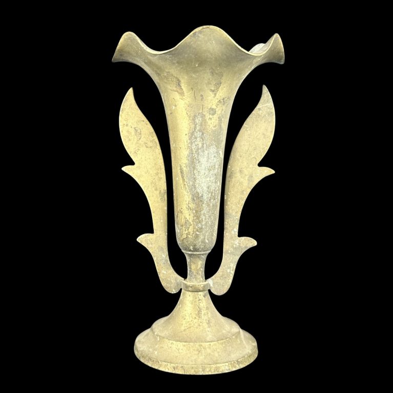 GARMAN SILVER FLOWER VASE WITH STYLIZED LEAF MOTIFS