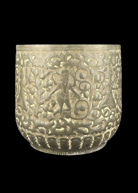 BRONZE VASE WITH FIGURAL RELIEF