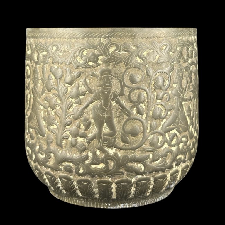 BRONZE VASE WITH FIGURAL RELIEF