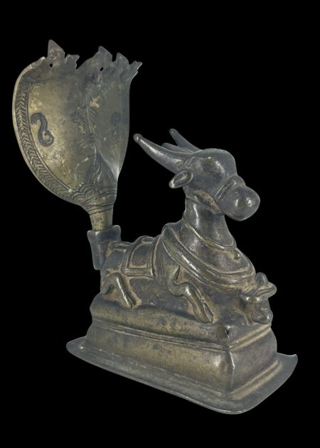 BRONZE NANDI WITH RITUAL STANDARD