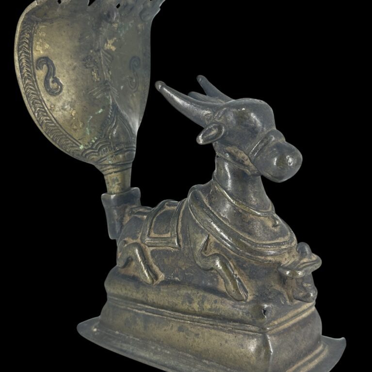 BRONZE NANDI WITH RITUAL STANDARD