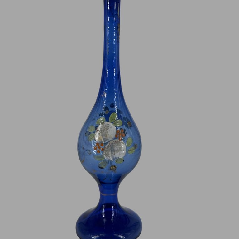 BLUE GLASS FLOWER POT