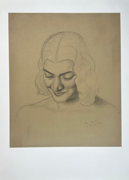 WOMAN WITH DOWNCAST GAZE