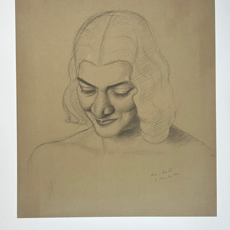 WOMAN WITH DOWNCAST GAZE