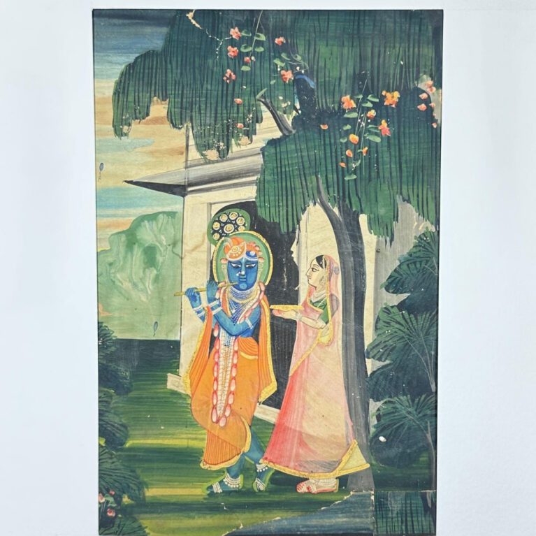 KRISHNA AND RADHA IN A GARDEN PAVILION