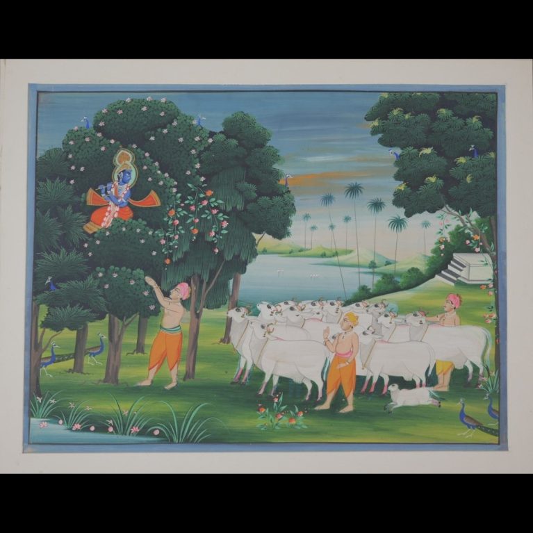 KRISHNA SEATED ON THE TREE