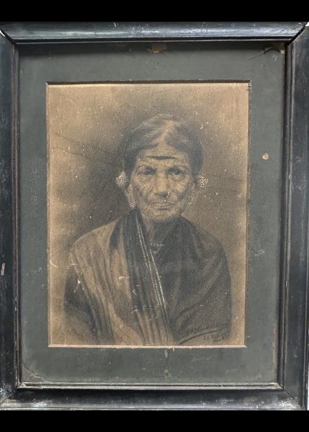 PORTRAIT OF AN ELDERLY INDIAN WOMAN