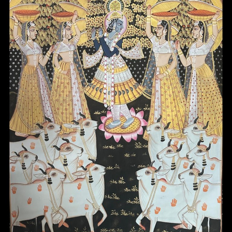 KRISHNA WITH GOPIS AND COWS IN VRINDAVAN