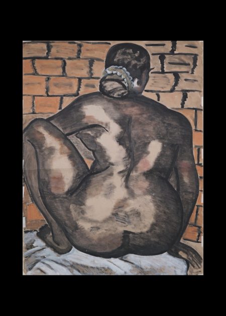 SEATED NUDE AGAINST BRICK WALL
