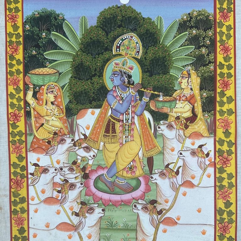KRISHNA WITH GOPIS AND COWS