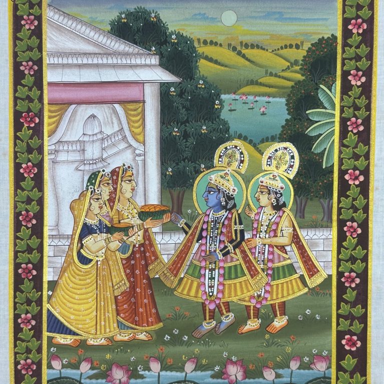 KRISHNA WITH BALRAM AND GOPIS