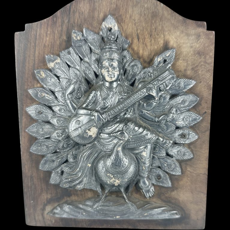 GODDESS SARASWATI ON A PEACOCK