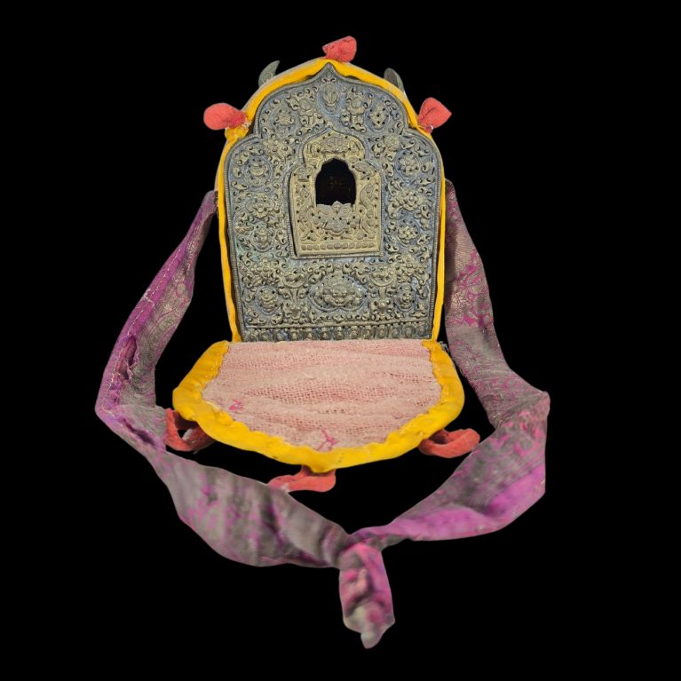 SHRINE WITH SILVER AND COPPER REPOUSSE COVER