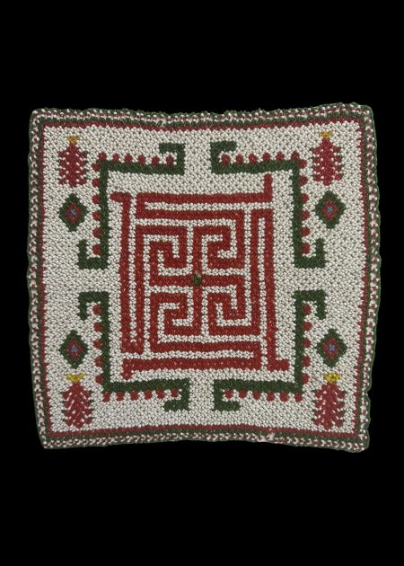 BEADED TEXTILE PANEL WITH GEOMETRIC MOTIF
