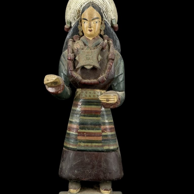 TRADITIONAL CLOTH FIGURINE WITH ORNATE HEADDRESS