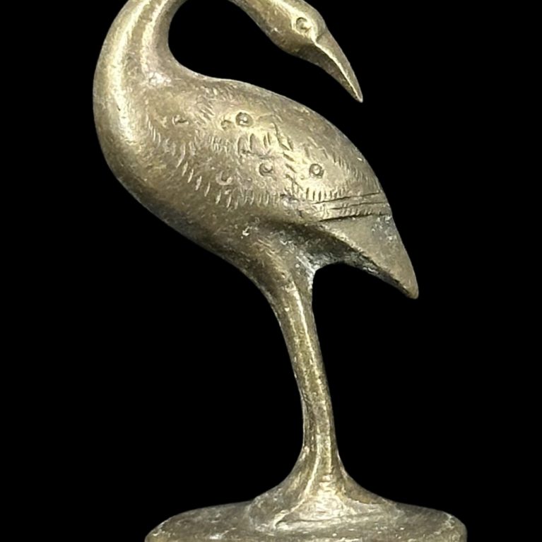 BRONZE CRANE FIGURINE DECORATIVE OBJECT