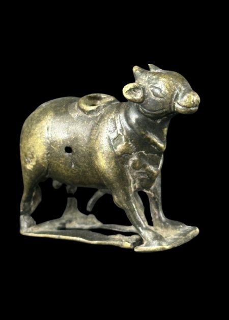 BRONZE COW AND CALF FIGURINE