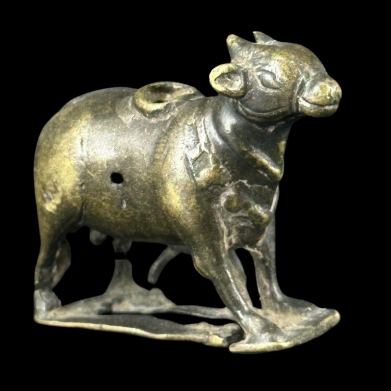 BRONZE COW AND CALF FIGURINE
