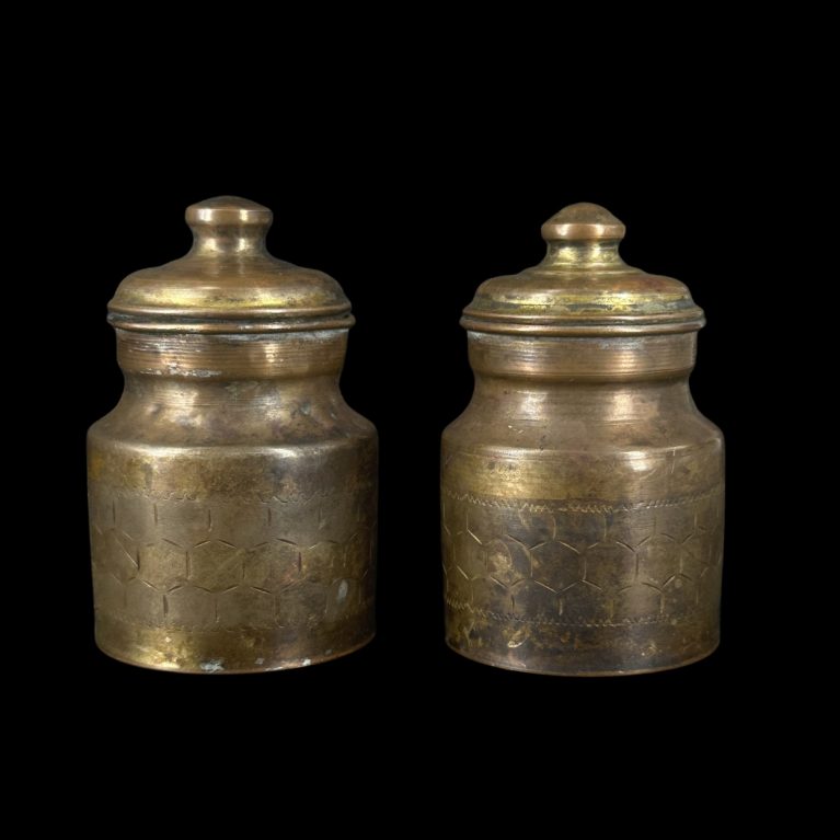 BRONZE LIDDED CONTAINERS (SET OF TWO)