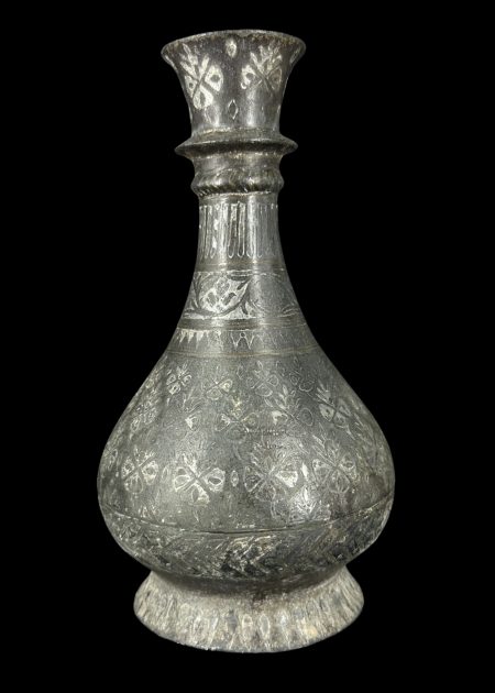 ETCHED METAL VASE WITH FLORAL MOTIFS
