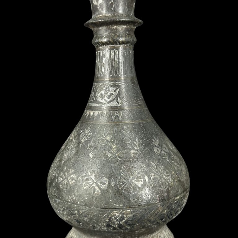 ETCHED METAL VASE WITH FLORAL MOTIFS