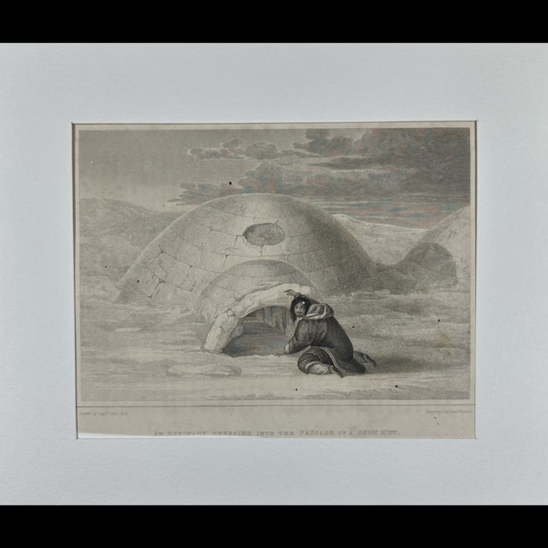 AN ESKIMAUX CREEPING INTO THE PASSAGE OF A SNOW HUT