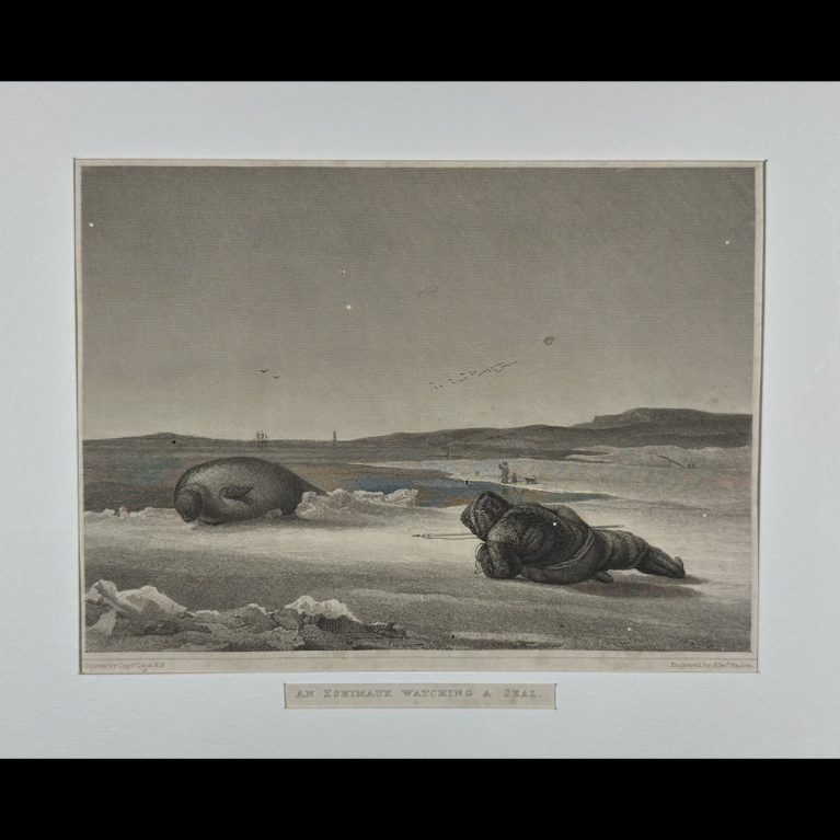 AN ESKIMAUX WATCHING A SEAL