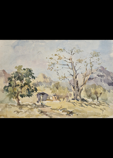 RUSTIC LANDSCAPE IN WATERCOLOR