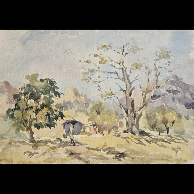 RUSTIC LANDSCAPE IN WATERCOLOR