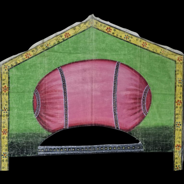 SACRED PICHWAI PANEL FEATURING LORD KRISHNA’S ICONIC HEADGEAR (KHANPAT)