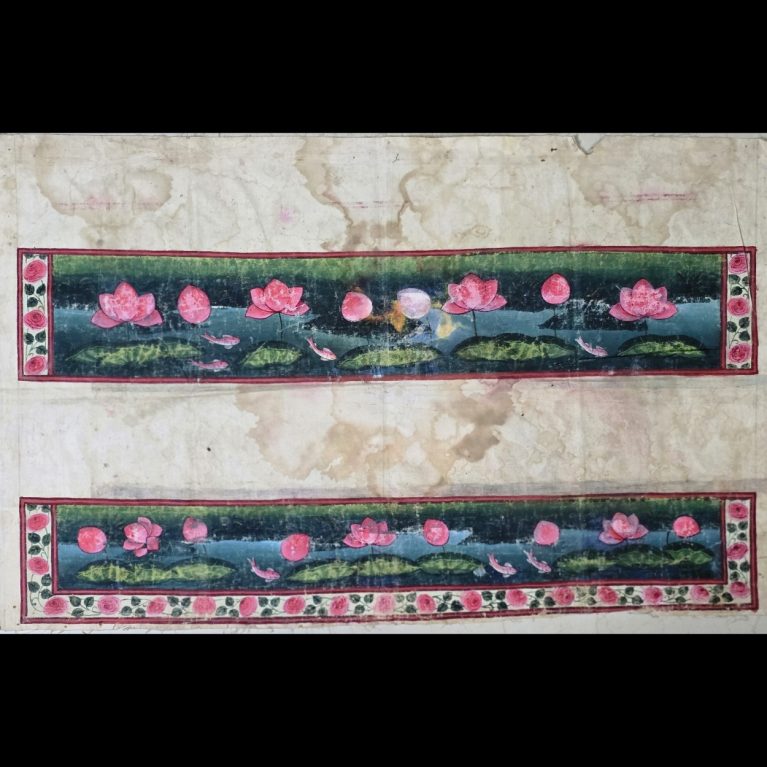 LOTUS POND SERENITY: A TRADITIONAL INDIAN WATERCOLOR PAINTING (KHANPAT STEP)