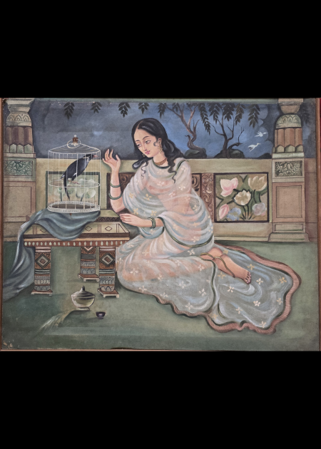 LADY WITH A CAGED BIRD