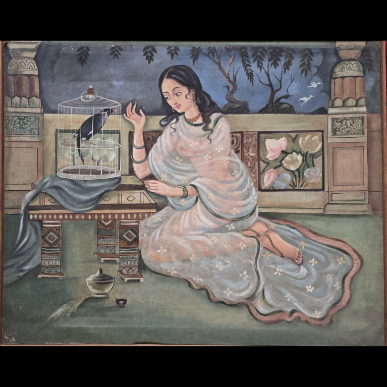 LADY WITH A CAGED BIRD