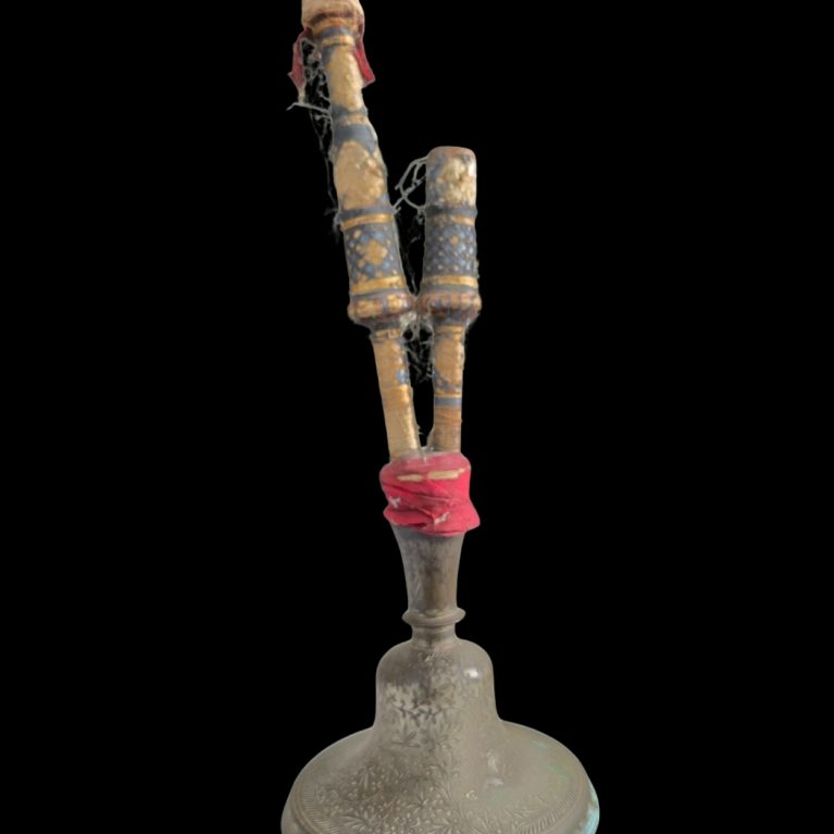 VINTAGE BRASS HOOKAH BASE WITH WOODEN PIPES