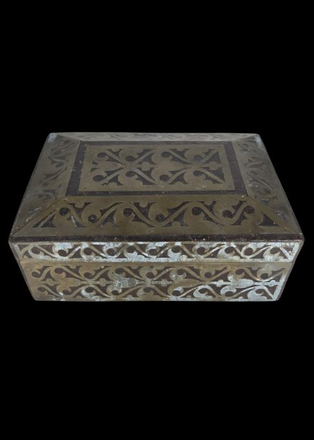 WOOD WITH BRASS ORNATE BOX