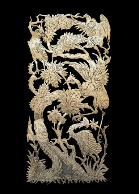 JAPANESE SILVER PLATED BIRDS ART WORK