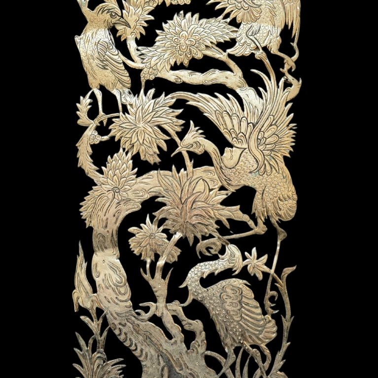 JAPANESE SILVER PLATED BIRDS ART WORK