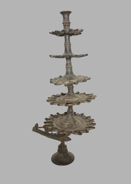 MULTI-TIERED BRASS OIL LAMP