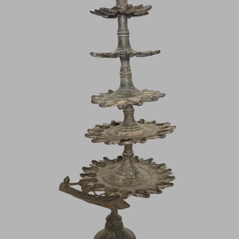 MULTI-TIERED BRASS OIL LAMP
