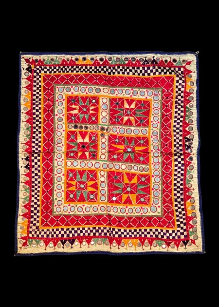 VIBRANT HAND-EMBROIDERED TEXTILE WITH MIRROR WORK