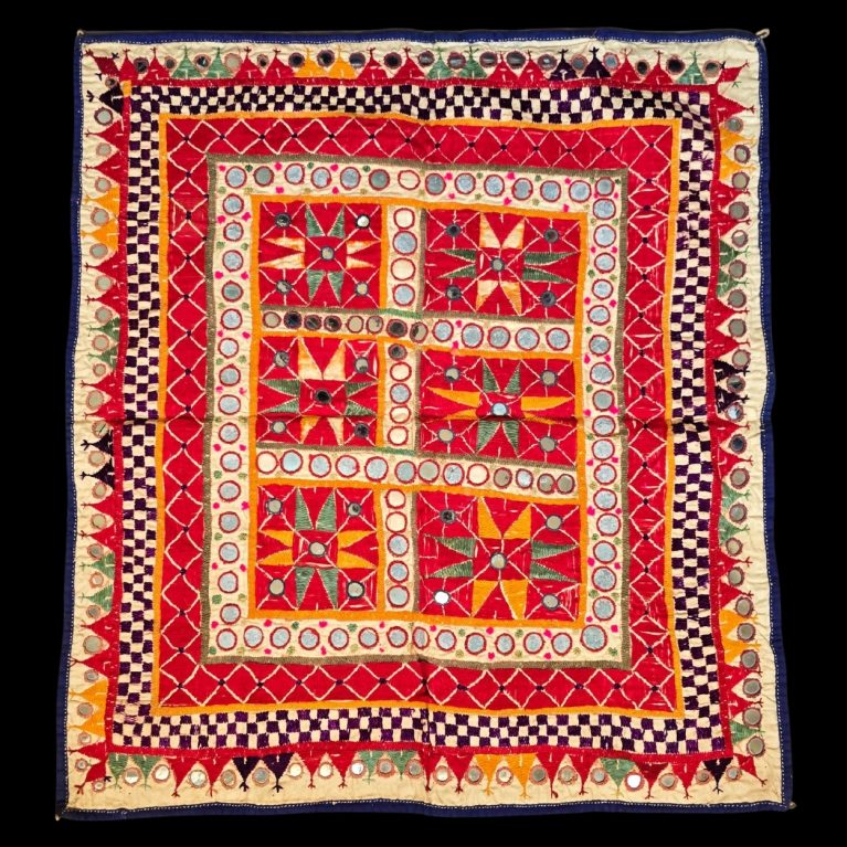 VIBRANT HAND-EMBROIDERED TEXTILE WITH MIRROR WORK