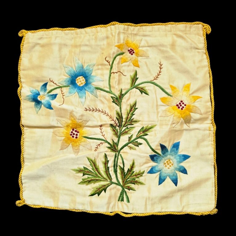 FLORAL CUSHION COVER ( PARSI EMBROIDERY )