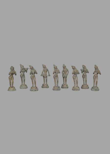 SET OF NINE BRONZE MUSICIAN FIGURES